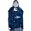 Morbuy Poncho Surf Uomo Ragazzo Accappatoio Asciugamano Poncho, Poncho da Bagno Stampato per Bambini Adulto con Cappuccio in Microfibra per Spiaggia, Surf e Nuoto (60x80cm,squalo subacqueo)