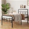 Yicensen Letto Singolo 90x200 cm con Testiera e Pediera in Metallo, Rete a Doghe in Metallo Altezza 46cm, Giroletto Letto Stabile, Facile Montaggio, Silenzioso, Moderno Nero