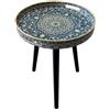 Simmer Stone Tavolini rotondi da esterno con 3 gambe in legno staccabili, tavolino versatile, perfetto per tavolino rotondo da caffè, tè e tempo di relax, 45 cm (labirinto blu)