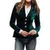 Hecatombic Giacca Blazer in Velluto Vintage da Donna Giacca Cardigan A Maniche Lunghe con Risvolto Casual Moda Bottoni Corti con Tasche Giacca Elegante Abbigliamento da Lavoro (Verde,S)
