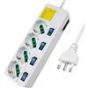 Extrastar Multipresa ciabatta elettrica 4 Posti 10/16A Bipasso Schuko 250V Max:2500W con interruttori indipendenti 1,5MT