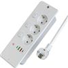 BOCHLION Presa da Tavolo a Scomparsa con 4 USB, Ciabatta Multipresa con Interruttori Indipendenti, PD20W e QC3.0 Ricarica Ciabatta Elettrica Multipresa con Protezione Sovratensione Cavo 1.8m-Bianco