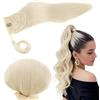 RUNATURE Coda Capelli Veri Extension Biondi 12 Pollice/30cm Coda di Cavallo Extensions Wrap Around Ponytail Bionda Bianca #800 Extension Coda Veri Capelli Remy 70g