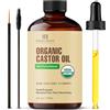 Botanic Hearth Olio di ricino (Castor Oil) | Organico certificato USDA | 100% puro e senza esano | spremuto a freddo | Crescita per ciglia, sopracciglia, capelli | Con spazzola per sopracciglia e