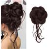 XFSRG Coda Capelli Extension con Clip ad Artiglio Naturale Chignon Facile Disordinato Ricci Ondulati per Donne Ragazze(Marrone scuro)