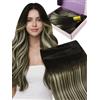Fshine Extension Capelli Veri Geniale Tessitura 50 cm 60 g Extension Genius Tessitura Capelli Veri Lisci Umani Balayage Castano Scuro Misto A Biondo Platino Invisibile Matrimonio 2 60 2
