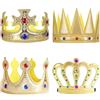 TNSOYCA 4 Pezzi Corone per Bambini, Cappelli da re Corona,Principessa Tiara Accessori Costume Bomboniere Per Compleanno Forniture Carnevale Spettacoli (Oro)