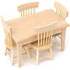 GOTOTOP 1:12 Casa delle bambole in miniatura sedia da tavolo simulata, sedia da pranzo Set di mobili in legno Mini mobili Modello di giocattolo Accessorio (colore del legno)(Table and chair set)