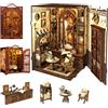 Fsolis DIY Book Nook - Mini Casa delle bambole, Set mini libreria per adulti, mini libreria, modello plug - in con sensore di luce LED, Regalo per adulti (Bookshop Memories)