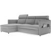 IDOHOME 160x220 Divano Angolare 3 Posti con Contenitore - Divano Letto Angolare con Penisola Reversibile con Funzione Letto, dimensioni 110x195 cm