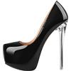 Meinabsatz Scarpe da donna a spillo con tacco alto e plateau laccate, eleganti scarpe da donna, Pintura Nero, 40 EU
