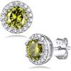 Bestyle Orecchini Donna Argento 925 con Pietre Portafortuna 12 Mesi Orecchini Donna Punto Luce con Zirconi Tonda Giallo Peridoto Regalo per Donne