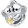 NINGAN Koala Madre e Baby Charm Bracciale in argento Sterling 925 Perline Adatto per bracciali e collane da donna Regalo per la mamma