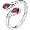 Bestyle Anello Donna Argento 925, Anelli Donna Regolabile con Granato Pietra di Nascita, Anello Argento Portafortuna a Goccia, Idee Regalo per Ragazza Fidanzata Anniversario Compleanno Natale.