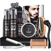comozon Kit post trattamento rimozione,Kit Cura Barba Uomo,Comozon 12 in 1 Kit Barba Uomo Professionale Prodotti Barba Uomo Con Rullo per Barba,Olio per Barba,Shampoo per Barba,Balsamo per Barba,Pettine