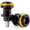 CCYYMOWOK 2 pezzi M8 Nottolini Cavalletto Moto Accessori, Universale Nottolini Forcellone per Cavalletto Alzamoto 8mm Bobina Supporti per Moto Bilanciere Posteriore Filettato in Alluminio CNC (Oro)