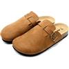 JOMIX Sabot Uomo Eleganti Eco-Pelle Scamosciata Ciabatte Casa Sughero Punta Chiusa Zoccoli Invernali Pantofole Estive Comode MU2440 Khaki 42