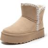 JOMIX Stivali Donna Invernali Bassi Stivaletti Ragazze Imbottiti con Pelliccia Sintetica Calde Comode da Neve MD9764-6 Beige, 37