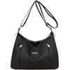 Vllcsla Borsa a Tracolla da Donna Borsa a Tracolla Impermeabile di Medie Dimensioni di Grande Capacità per Donne - Una Borsa con Cerniera di Apertura con Tracolla Regolabile (Nero)