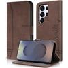 AsWant Cover per Samsung Galaxy S25 Ultra 5G - Premium PU Magnetica Libro Portafoglio Flip Case Funzione Stand Per Samsung S25 Ultra (Marrone)