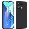 MIKULLE Cover in Silicone per Xiaomi Redmi Note 13 4G con 2 Pellicola Vetro Temperato, Custodia Morbido Silicone Ultra Sottile Liquida TPU Antiurto AntiGraffio Case - Nero