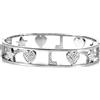 Flowers Bracciale Rigido a Manetta Interamente in Acciaio e zirconcini con Lettera Iniziale Nome e cuori Colorazioni Oro e Argento (Argentato, L)