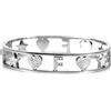 Flowers Bracciale Rigido a Manetta Interamente in Acciaio e zirconcini con Lettera Iniziale Nome e cuori Colorazioni Oro e Argento (Argentato, F)