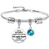 VGWON Regalo Festa Della Mamma, Bracciale per Mamma con Confezione Regalo, Diamante Blu In Acciaio Inox 316L Inciso al Laser, Regalo Gioielli per Mamma per Compleanno e Natale