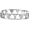 Flowers Bracciale Rigido a Manetta Interamente in Acciaio e zirconcini con Lettera Iniziale Nome e cuori Colorazioni Oro e Argento (Argentato, V)