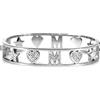 Flowers Bracciale Rigido a Manetta Interamente in Acciaio e zirconcini con Lettera Iniziale Nome e cuori Colorazioni Oro e Argento (Argentato, M)