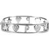 Flowers Bracciale Rigido a Manetta Interamente in Acciaio e zirconcini con Lettera Iniziale Nome e cuori Colorazioni Oro e Argento (Argentato, P)