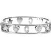 Flowers Bracciale Rigido a Manetta Interamente in Acciaio e zirconcini con Lettera Iniziale Nome e cuori Colorazioni Oro e Argento (Argentato, C)