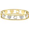 Flowers Bracciale Rigido a Manetta Interamente in Acciaio e zirconcini con Lettera Iniziale Nome e cuori Colorazioni Oro e Argento (Dorato, C)