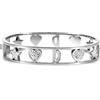 Flowers Bracciale Rigido a Manetta Interamente in Acciaio e zirconcini con Lettera Iniziale Nome e cuori Colorazioni Oro e Argento (Argentato, D)