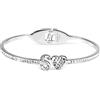 Flowers Bracciale rigido in Acciaio inossidabile Con brillantissimi strass lettera iniziale nome e cuore. Chiusura a molla. Elegante scatola Flowers (S)