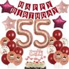 Ohaoduo 55 anni Decorazione Compleanno donna, Palloncini 55 anni compleanno rosso, Decorazione 55 anni compleanno Oro Rosa, Palloncini Decorazione 55 anni donna, Palloncino rosso 55 anni donna