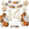 Haosell Decorazione compleanno 14 anni ragazza, Palloncini 14 anni compleanno beige, Palloncini 14 anni compleanno crema, Palloncini beige 14 anni Decorazione, Marroni palloncini compleanno 14 anni