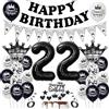 Haosell Nero Palloncini 22 Anni compleanno, Palloncino nero decorazione 22 Anni compleanno, compleanno 22 Anni Uomo nero, Decorazioni Torta 22 Anni compleanno, Palloncini compleanno 22 Anni Donna