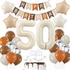 Haosell Decorazione compleanno 50 anni Donna, Palloncini 50 anni compleanno beige, Palloncini 50 anni compleanno crema, Palloncini beige 50 anni Decorazione, Marroni palloncini compleanno 50 anni