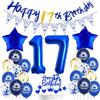 Ohaoduo Palloncini 17 anni compleanno ragazzo blu navy,17 anni palloncini compleanno blu,Decorazione 17 anni compleanno ragazzo ragazza,Blu navy argento 17 anni Palloncini,Decorazione festa 17 anni