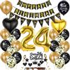 Haosell Palloncini Compleanno 24 Anni Nero Oro - Decorazione per Uomo e Donna