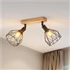 LVWIT Faretti LED da Soffitto Orientabili Nero, Faretto da Interno con 2 Lampadine LED E14, Base di Legno, Faretti Soffitto Retrò per Barra, Salotto,Cameretta, Cucina (Lampadine Escluse)