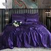 ROOEE Set completo di biancheria da letto in raso di seta, 6 pezzi, lenzuolo con angoli, copripiumino, 4 federe, colore: melanzana, matrimoniale
