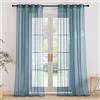 PONY DANCE Tende per Interni Moderne con Anelli Tende Trasparenti per Salotto Eleganti Voile Curtains per Soggiorno con Effetto Lino 2 Pezzi 140x260 CM, Blu