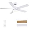 CJOY Ventilatore da Soffitto con Luce e Telecomando, 107 cm Ventilatore Soffitto Silenziosa Bianco/Madera, 6 Velocità, Reversibili, Memoria 3 CCT Dimmerabile, Modalità Sleep, Timer, Dormitorio/Salón