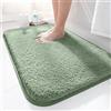 LUOJINYI Tappetino da bagno 50 x 80 cm, antiscivolo, morbido assorbimento dell'acqua, Shaggy a pelo lungo, in microfibra per il bagno, lavabile in lavatrice, per vasca da bagno, doccia e bagno (verde)
