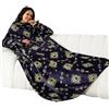 Winthome Coperta con Maniche - Coperta Pile Morbida e Calda, Plaid con Maniche con Velcro, Coperta Indossabile per Regalo Natalizio Donna Uomo, Risparmia Costi di Riscaldamento (Sole,140x180cm)