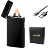 GADATOP Accendino al plasma ad arco, antivento, elettrico, ricaricabile, USB-C, con indicatore ritmico della batteria lampeggiante (nero business)