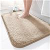 LUOJINYI Tappetino da bagno, 50 x 80 cm, antiscivolo, morbido assorbente, tappeto in microfibra shaggy a pelo alto per bagno, lavabile in lavatrice per vasca, doccia e bagno (Cammello)