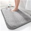 LUOJINYI Tappetino da Bagno 40x60 cm, Antiscivolo, Morbido Assorbente, Shaggy a Pelo Lungo in Microfibra, Lavabile in Lavatrice per Vasca, Doccia (Grigio)